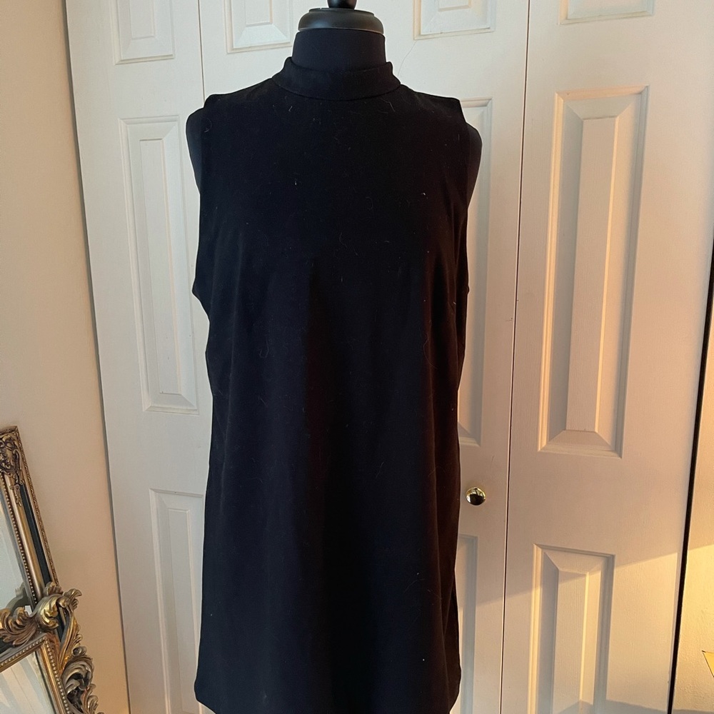 H&M BASICS BLACK ZIP SHIFT DRESS NWOT L